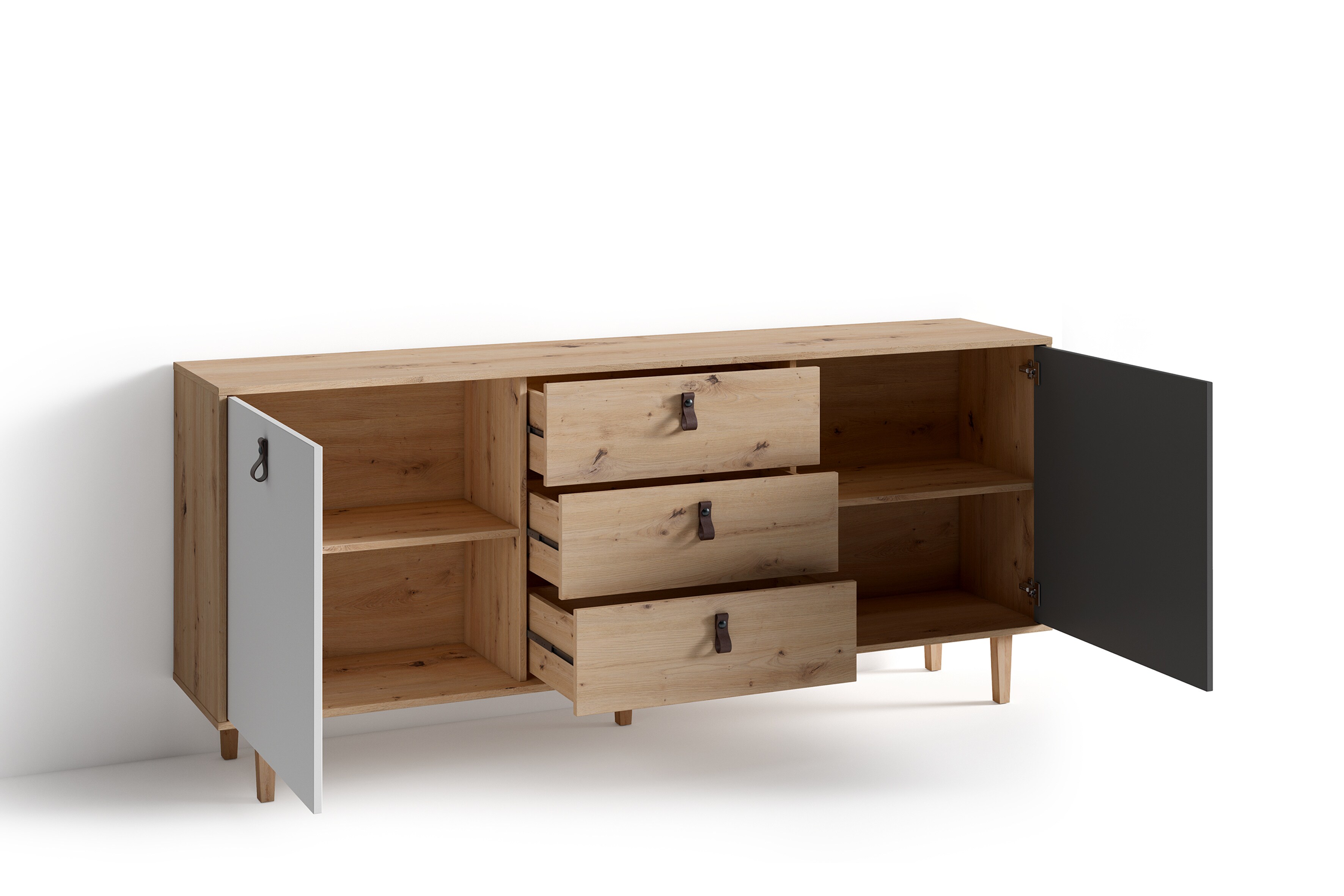 byLIVING Sideboard BILL, Breite 180 cm, Artisan Eiche (Eiche-Optik)/anthrazit
