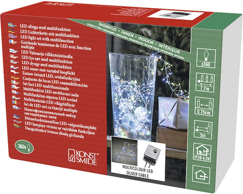 Konstsmide Micro LED-lichtsnoer 2,7 m + 5 m snoer, veelkleurige lichtkleur