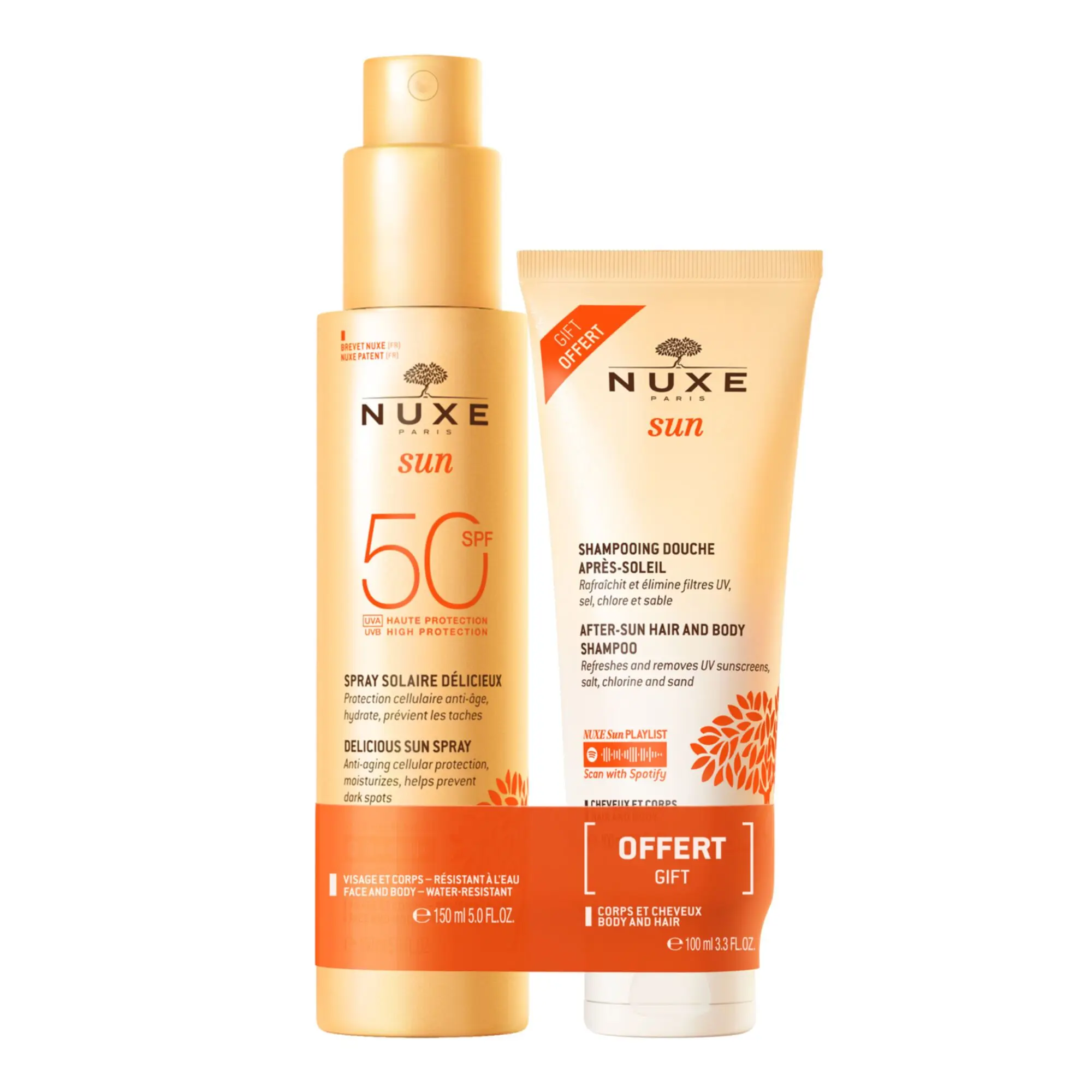 Nuxe - Protecteur Solaire & Shampoing Douche Spray SPF50 & Shampoing Après Soleil 150ml & 100ml - Après-soleil