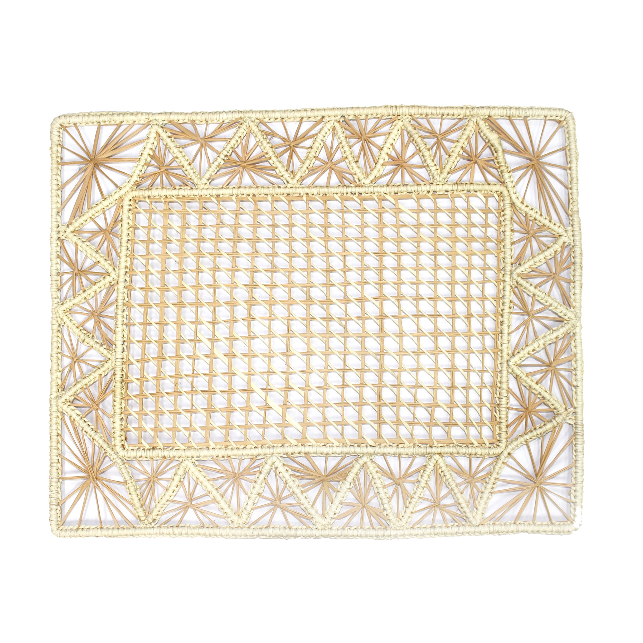 Set de table rectangulaire à tissage ajouré avec sous-verre (lot de 2 unités)