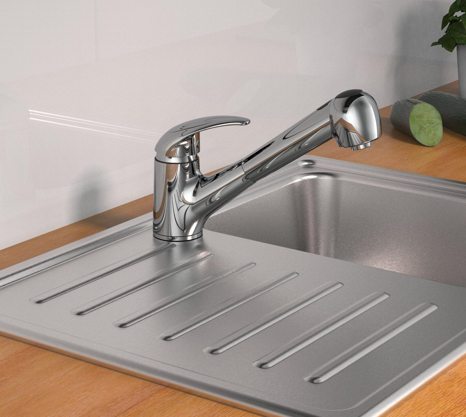 Schutte ALBATROS ééngreepsmengkraan keuken, lage druk met uittrekbare sproeier, chroom