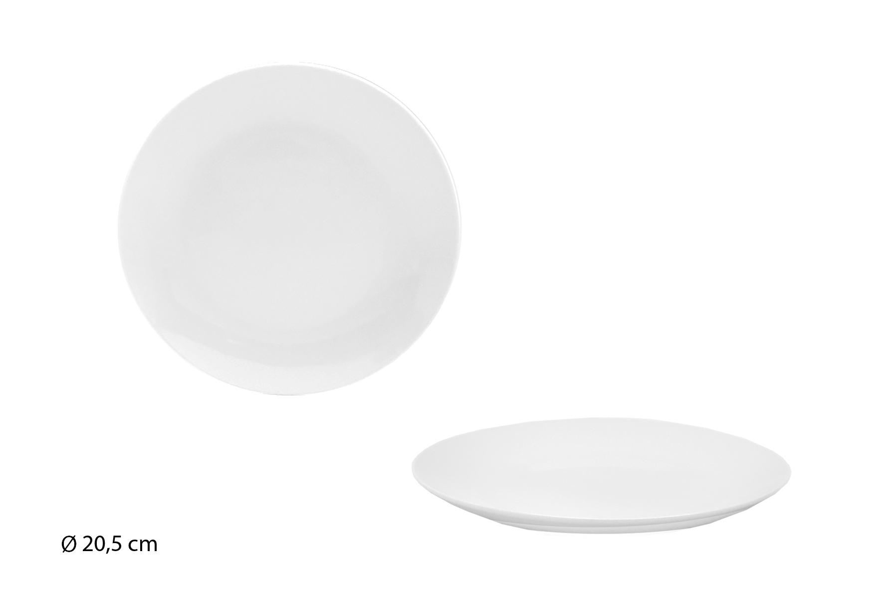 ASSIETTE DESSERT BLANCHE CALOTTE 20.5CM PORCELAINE