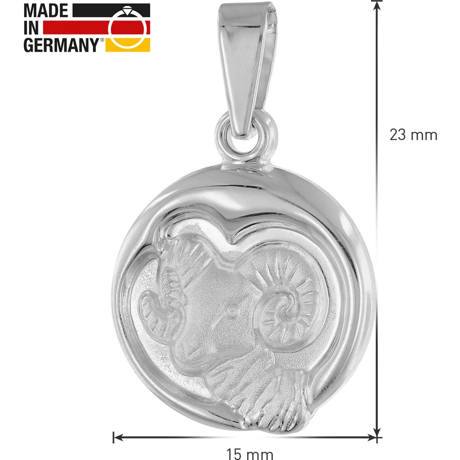 trendor Widder Sternzeichen mit Halskette 925 Silber Ø 15 mm silver