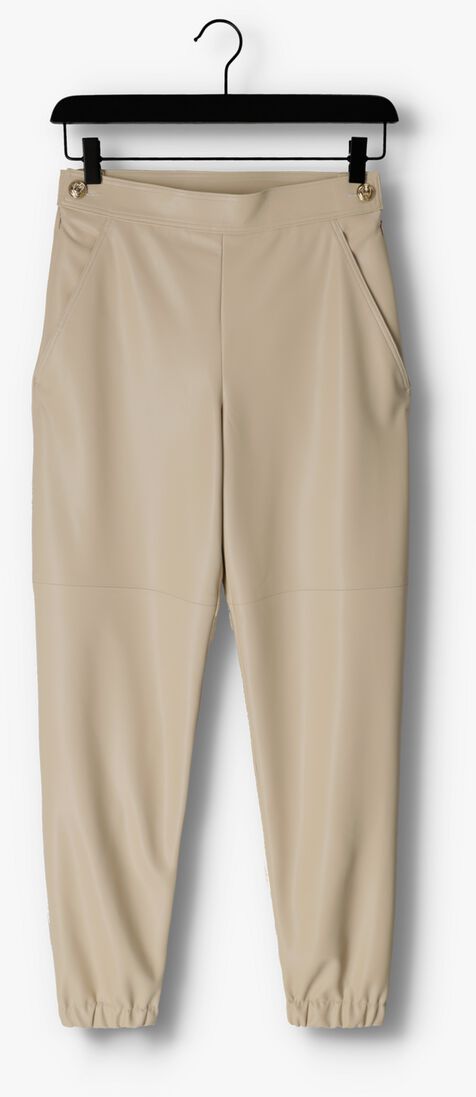 VANILIA beige vanilia pantalon faux leather side zip