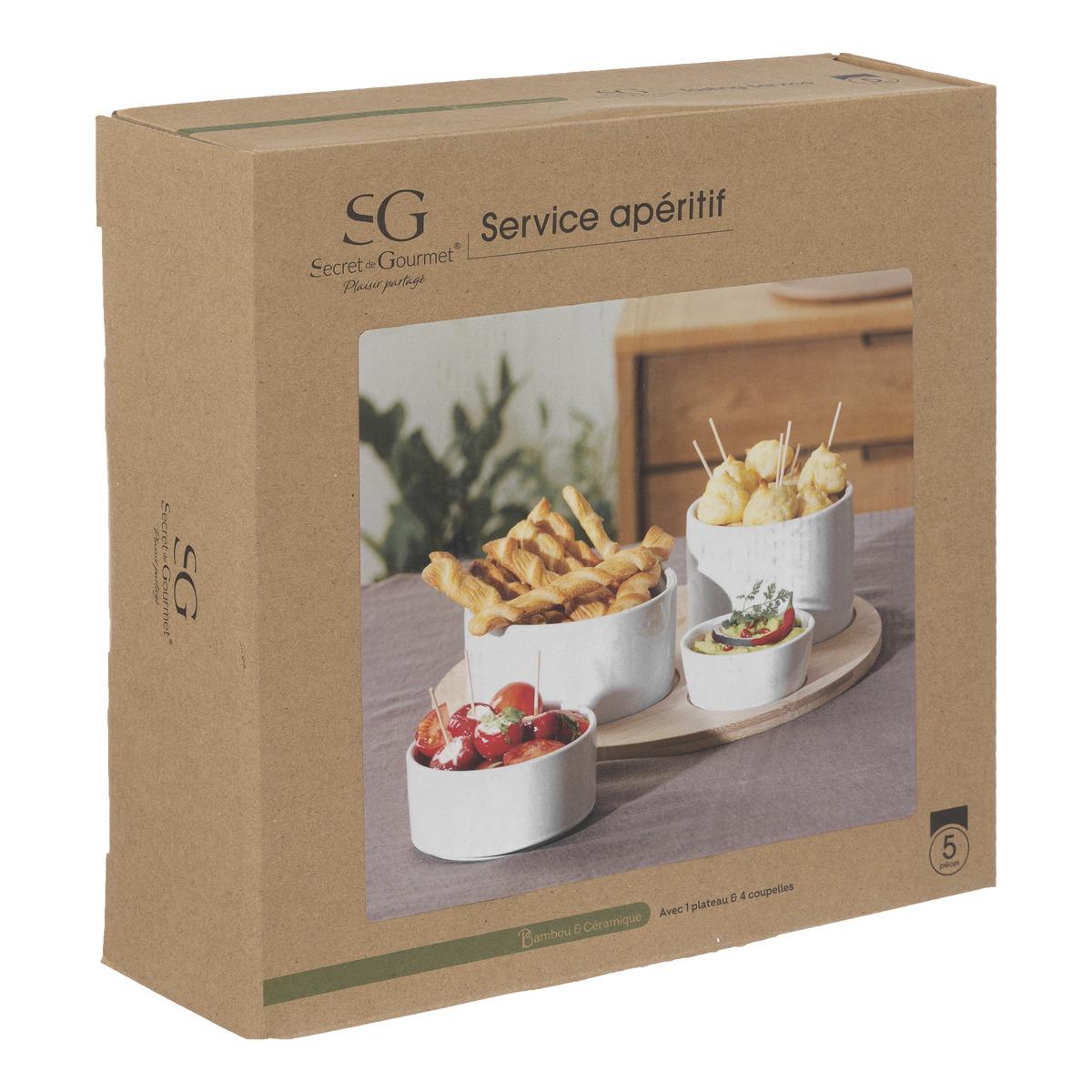 SET APERITIF BAMBOU BLANC 5 PIECES