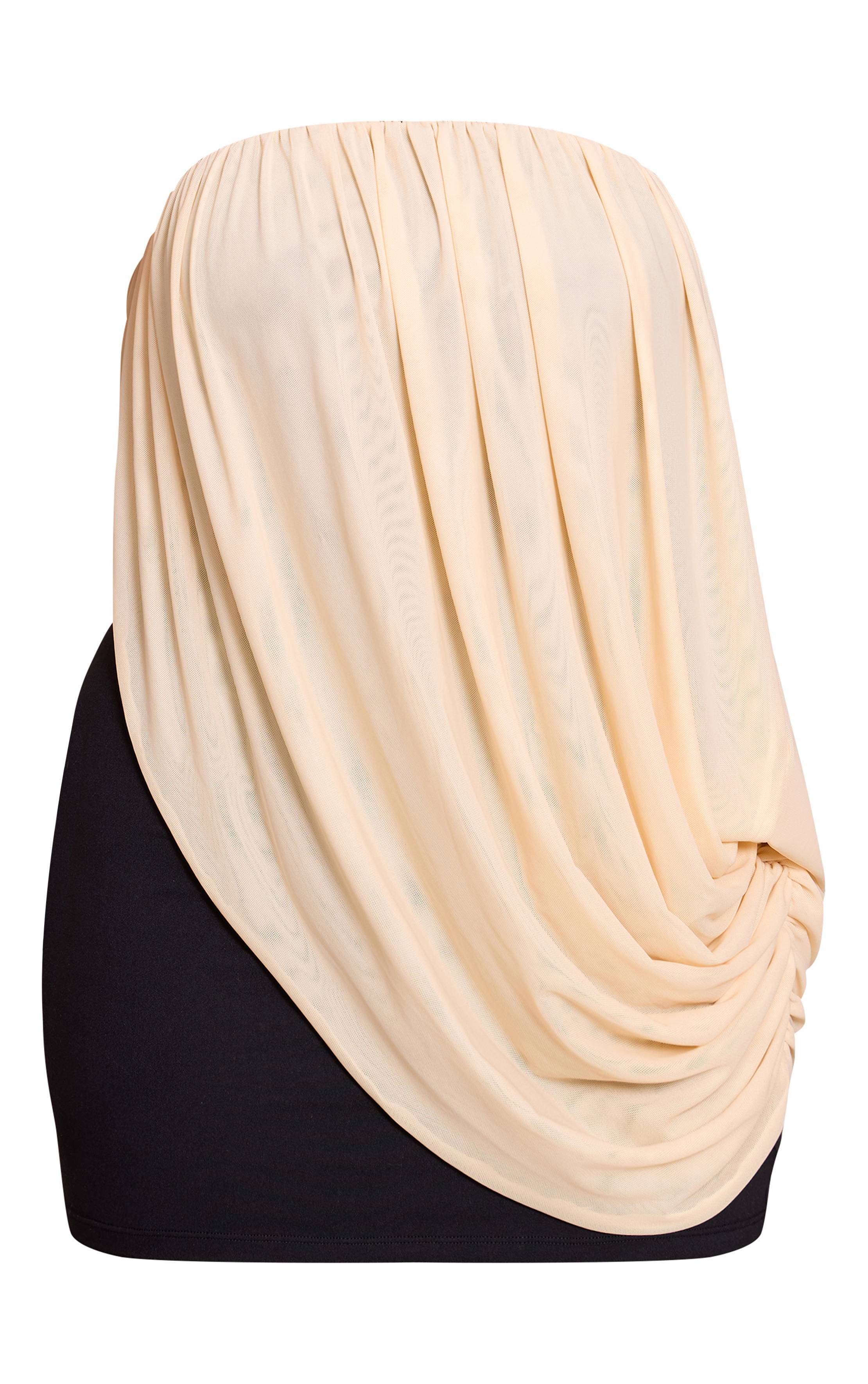 Noir Robe Mini Moulante À Superposition De Voile Contrasté