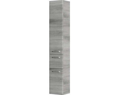 Pelipal Quickset 328 badkamermeubelset, afmetingen (B x H x D): 145 x 200 x 39 cm, fronten in grafietstructuur (horizontaal patroon), met wastafel van mineraalglas en hoge kast (328.120002).