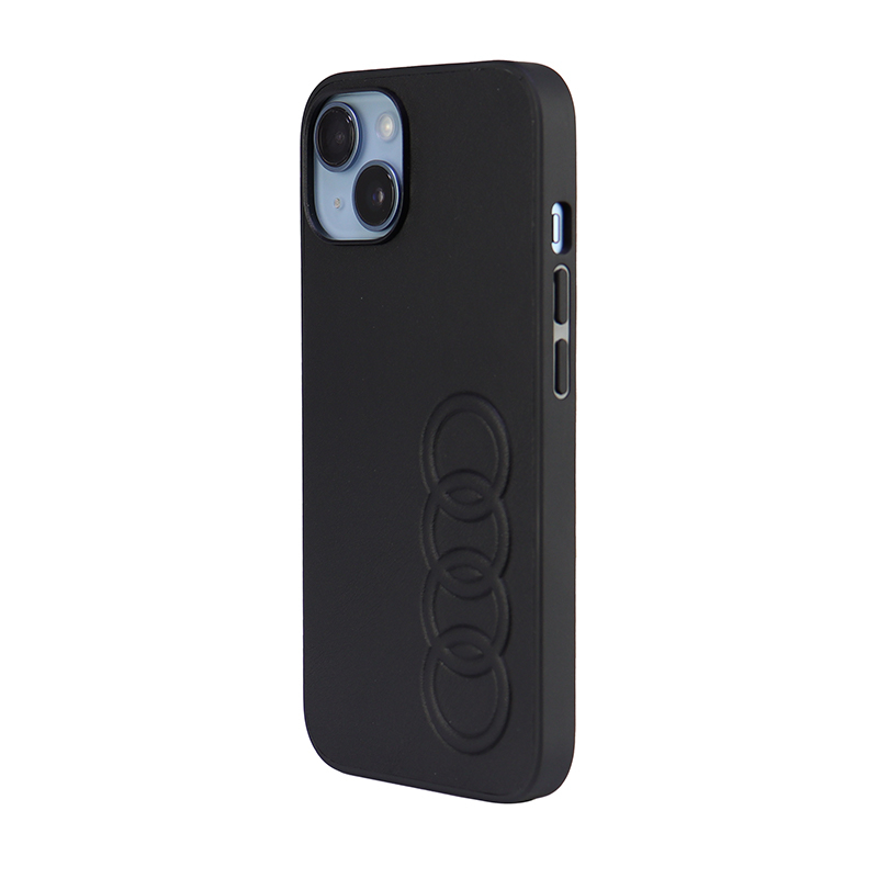 iPhone 14 Leder Hardcase Hülle (AU-TPUPCIP13PM-TT/D1-BK) - Schwarz