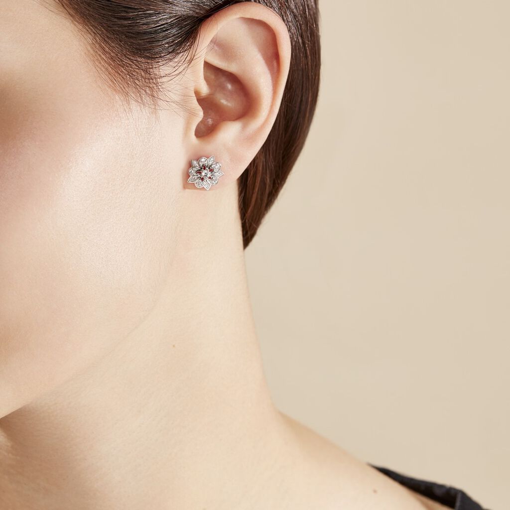Boucles D'oreilles Puces Iona Argent Blanc Oxyde De Zirconium