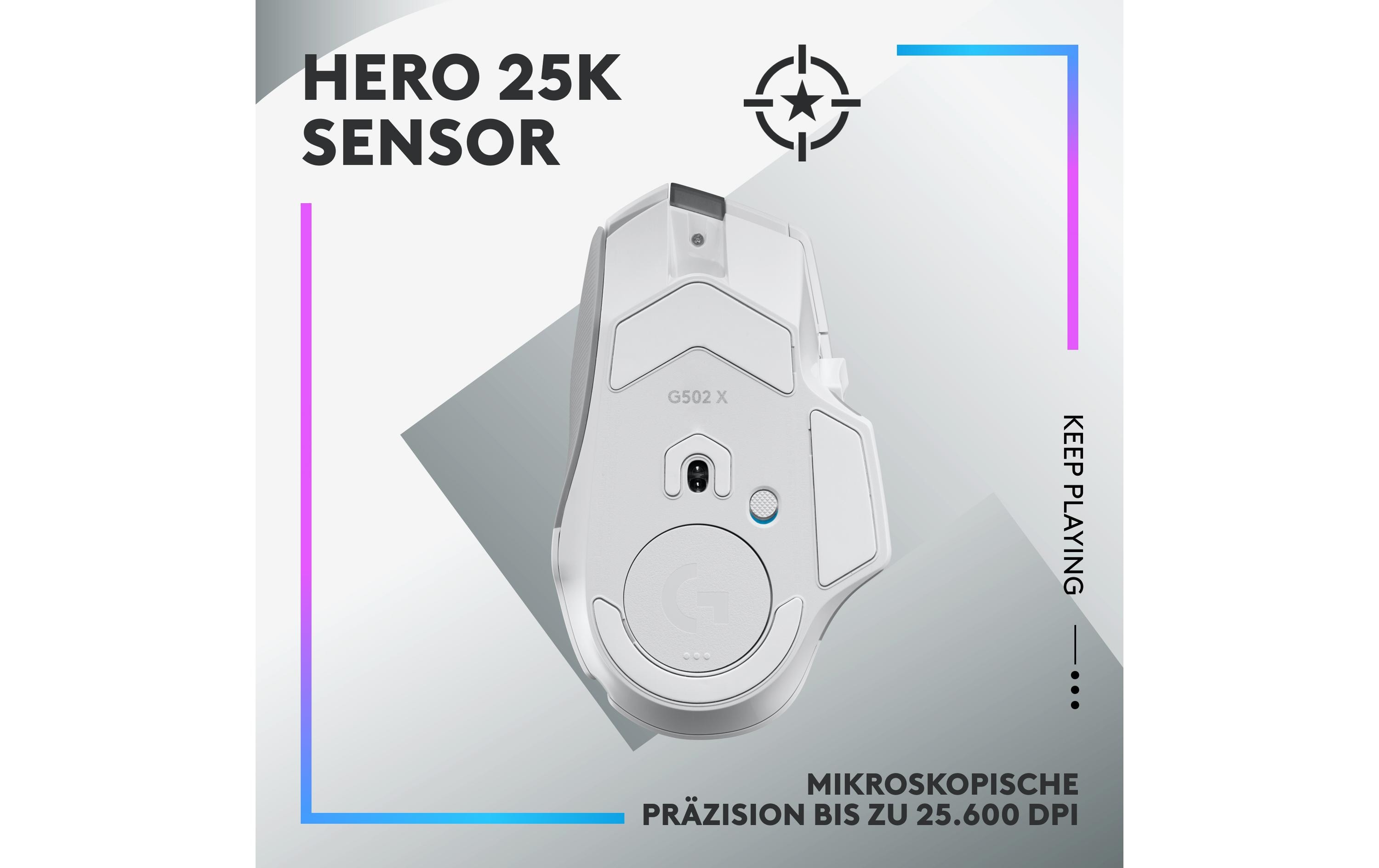 Gaming-Maus G502 X Plus Weiss<br>Kabellose Lightspeed Gaming-Maus mit «Lightsync»-RGB-Beleuchtung