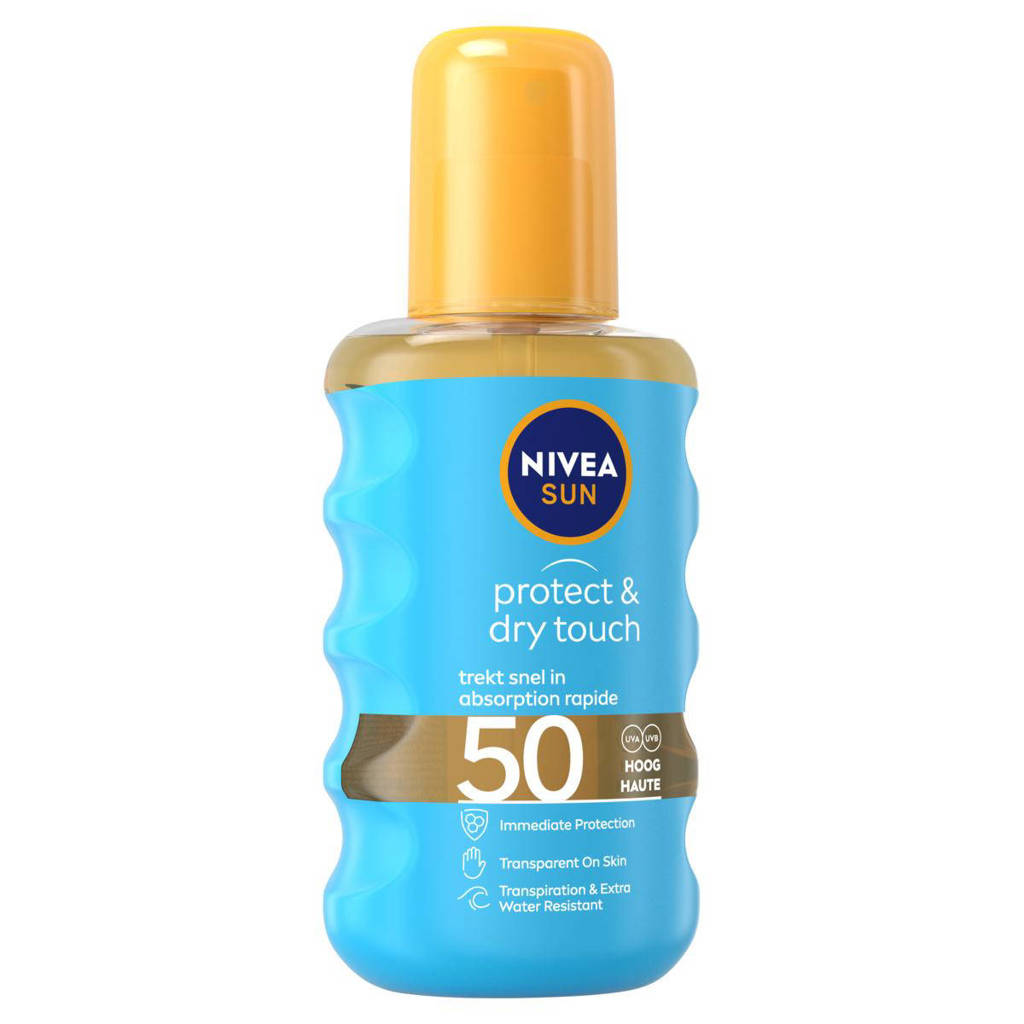 Deze zonnebrandcreme voelt heel fijn op mijn huidprotect & dry touch transparante zonnespray SPF 50 - 200 ml