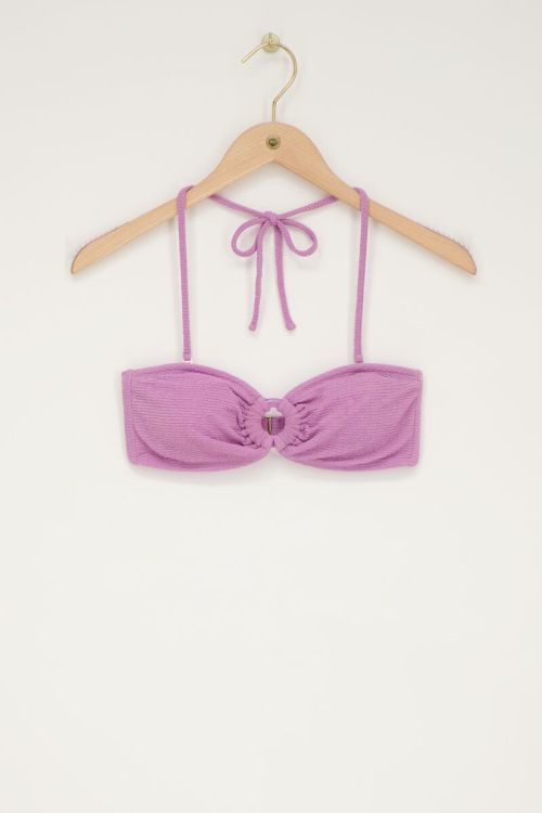 Lila bikini top bandeau met lurex