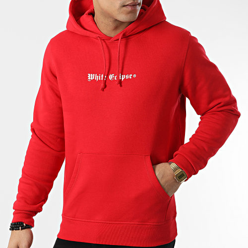 Sweat Capuche Eclipse Black Spray Rouge Blanc
