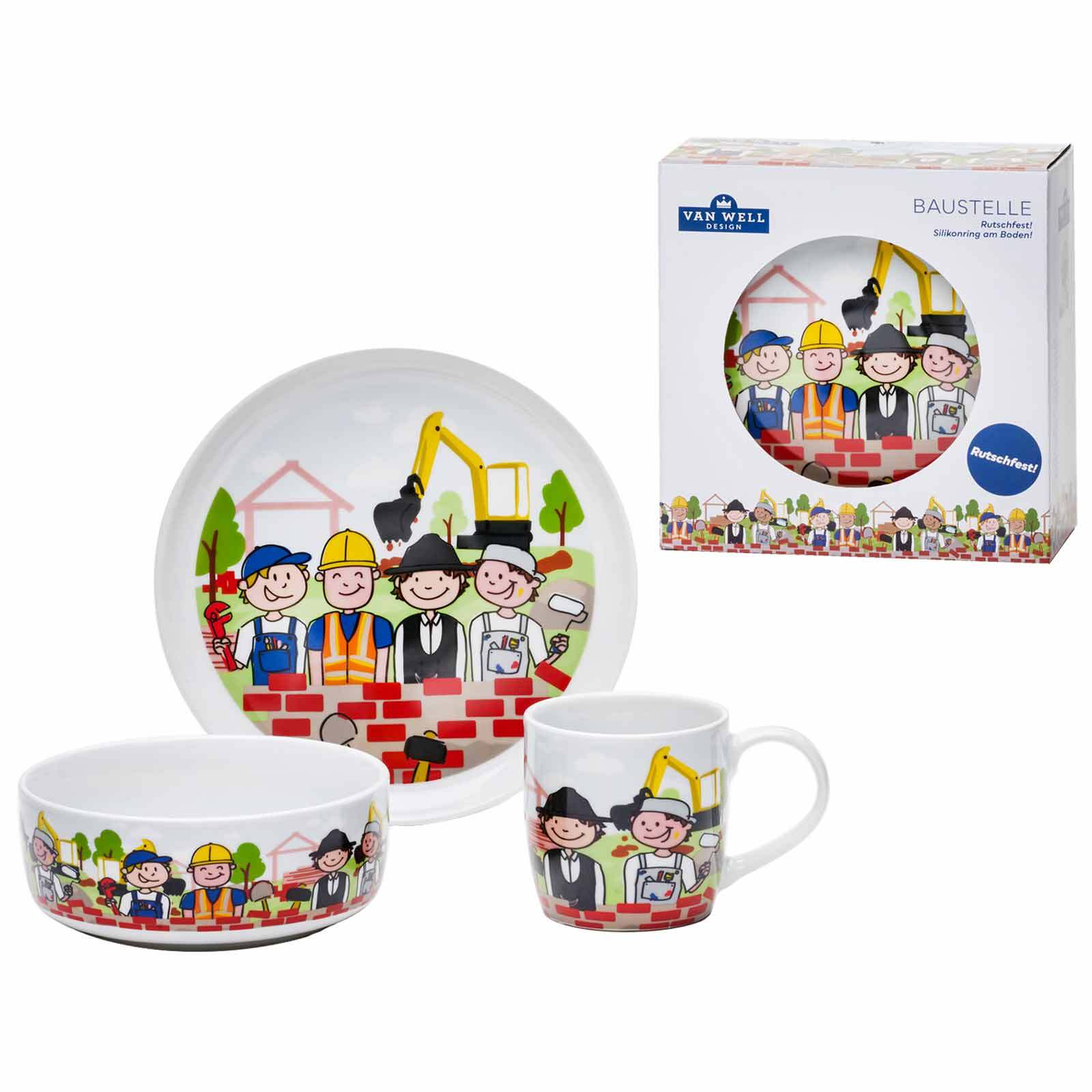 Van Well Kindergeschirr Set Baustelle 3er Set