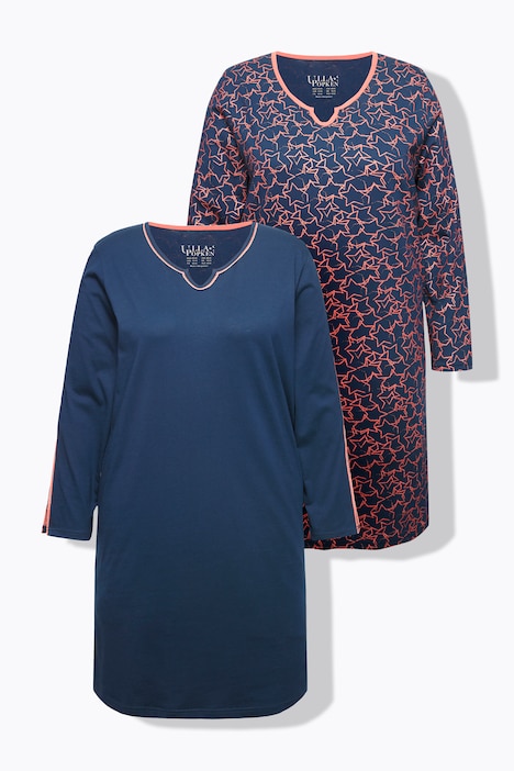 Bigshirts, 2er-Pack, Sterne, Tunika-Ausschnitt, Langarm