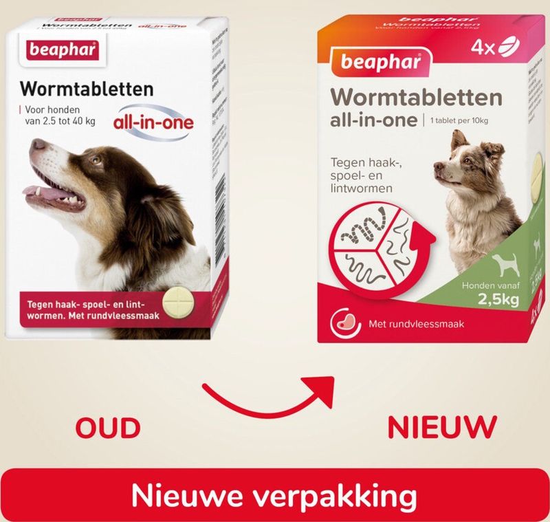 Beaphar - All-in-one Ontworming Tabletten - 6 Stuks - Voor Honden 2,5 - 40 kg