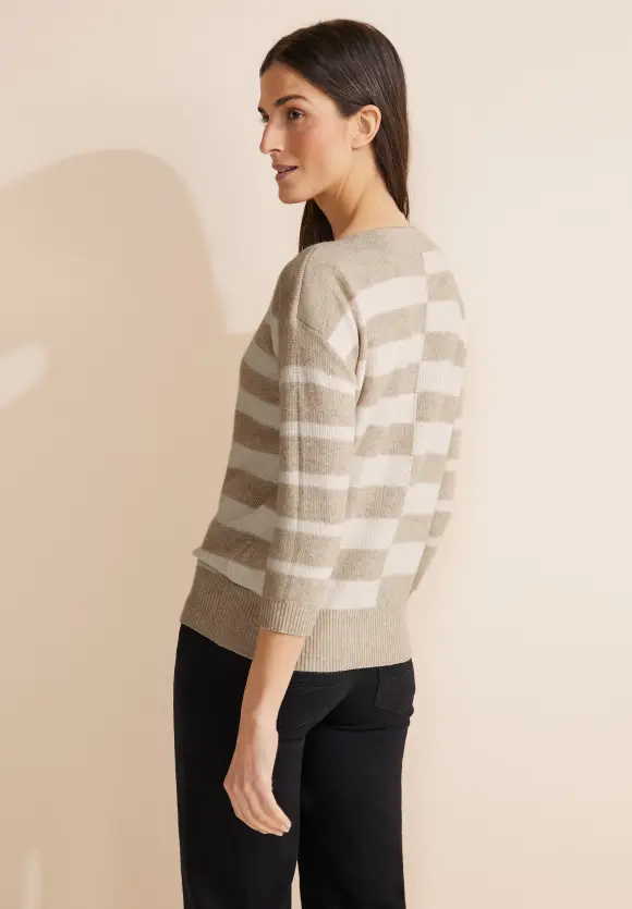 Pullover mit Streifenprint - spring sand melange