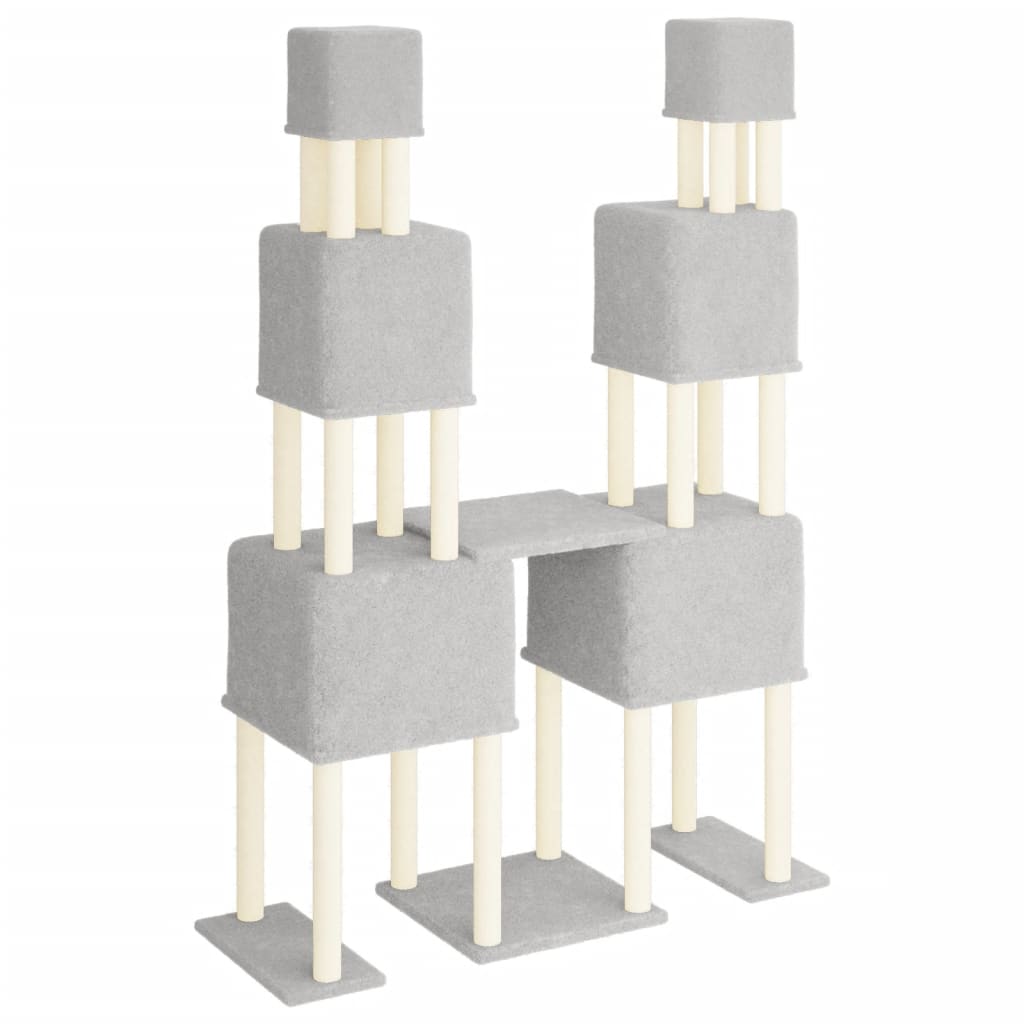 Arbre à chat avec griffoirs en sisal gris clair 199 cm
