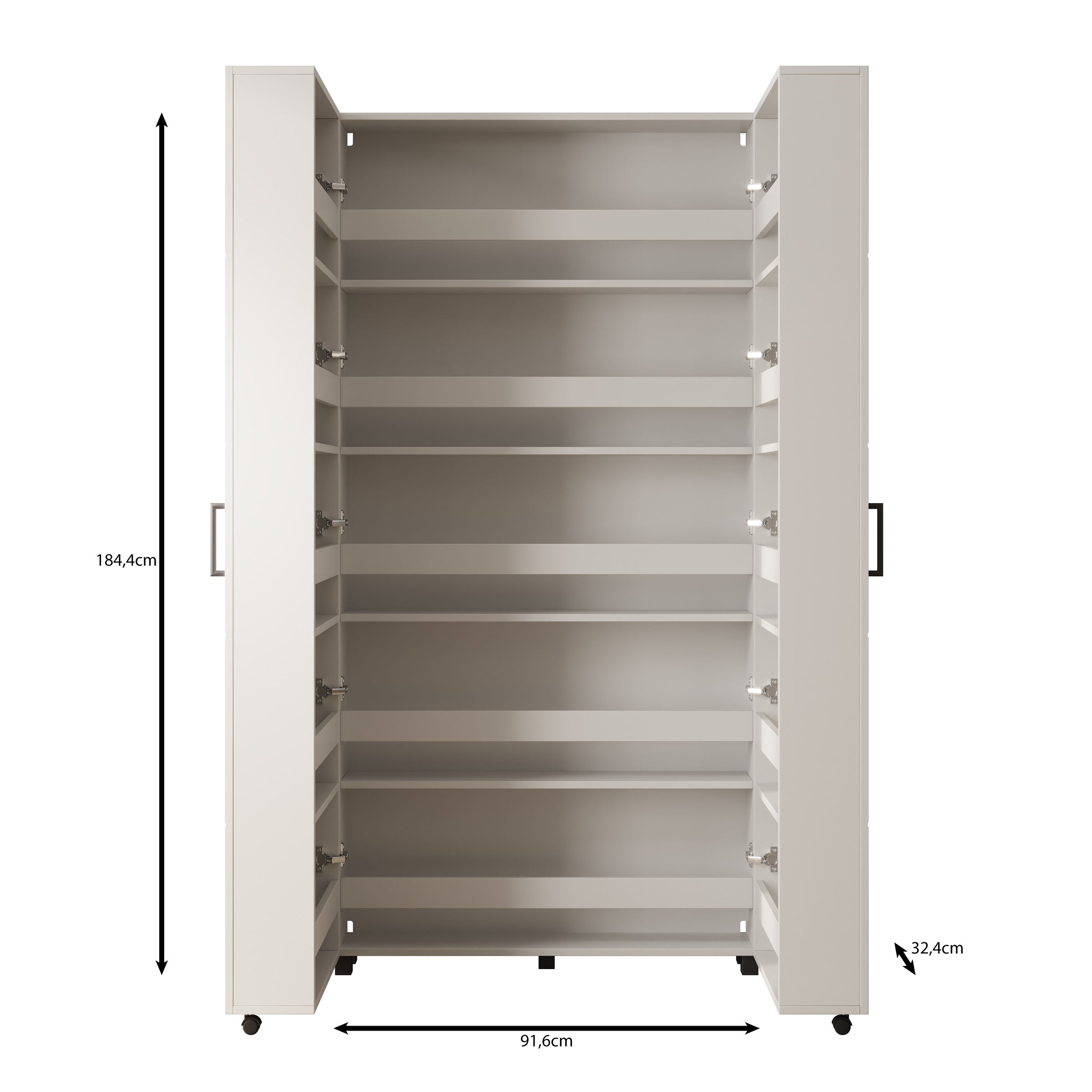 Inverly - Schoenenkast - Wit - 92x33x185 cm