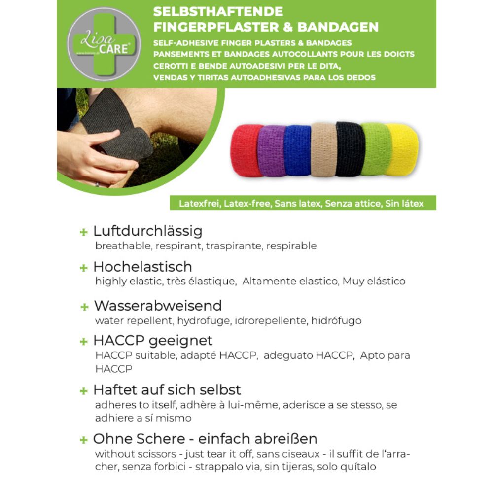 LisaCare latexfreie, kohäsive Bandage 5cm - Schwarz