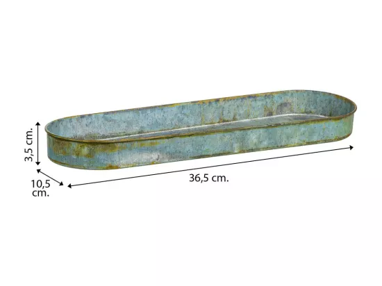 3 Cubos en métal et plateau tray verts