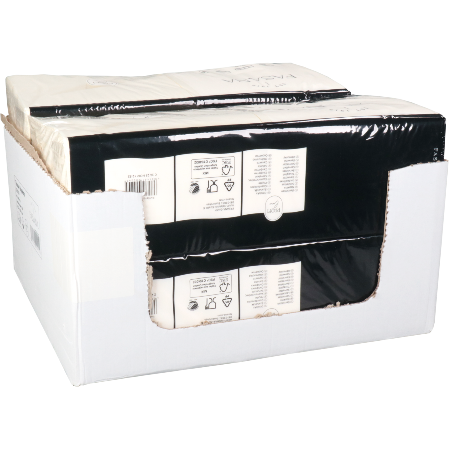 Servet, 1/4 vouw, 3-laags, 40x40cm, cellulose, crème