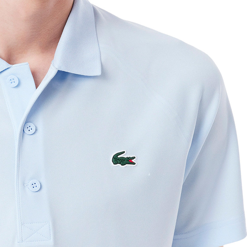Polo Lacoste Ribbed bleu ciel protection anti UV