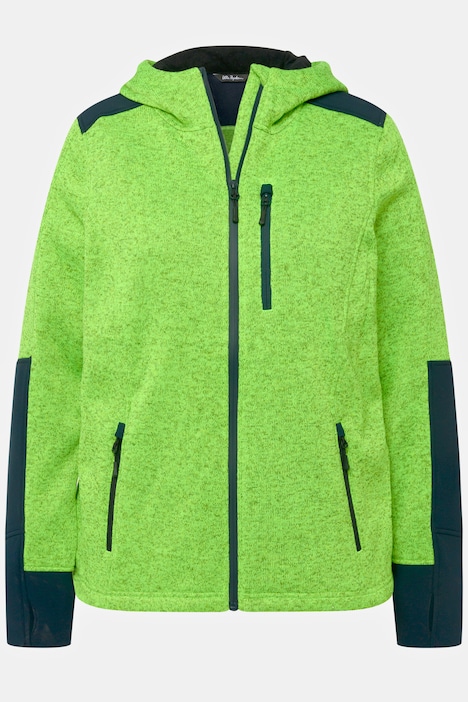 Fleecejacke, Reflektordruck, Kapuze, Daumenloch