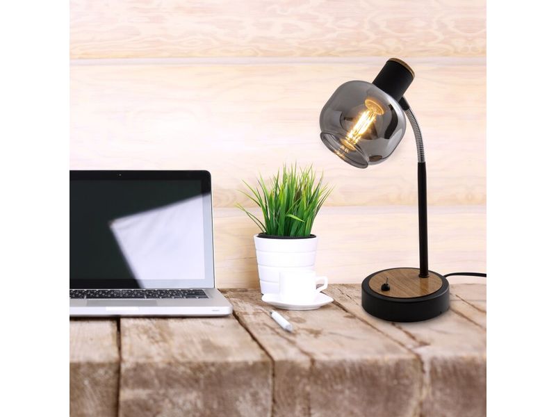 Näve Tischleuchte «Fumoso» h: 39 cm Tischlampe aus Metall und Glas