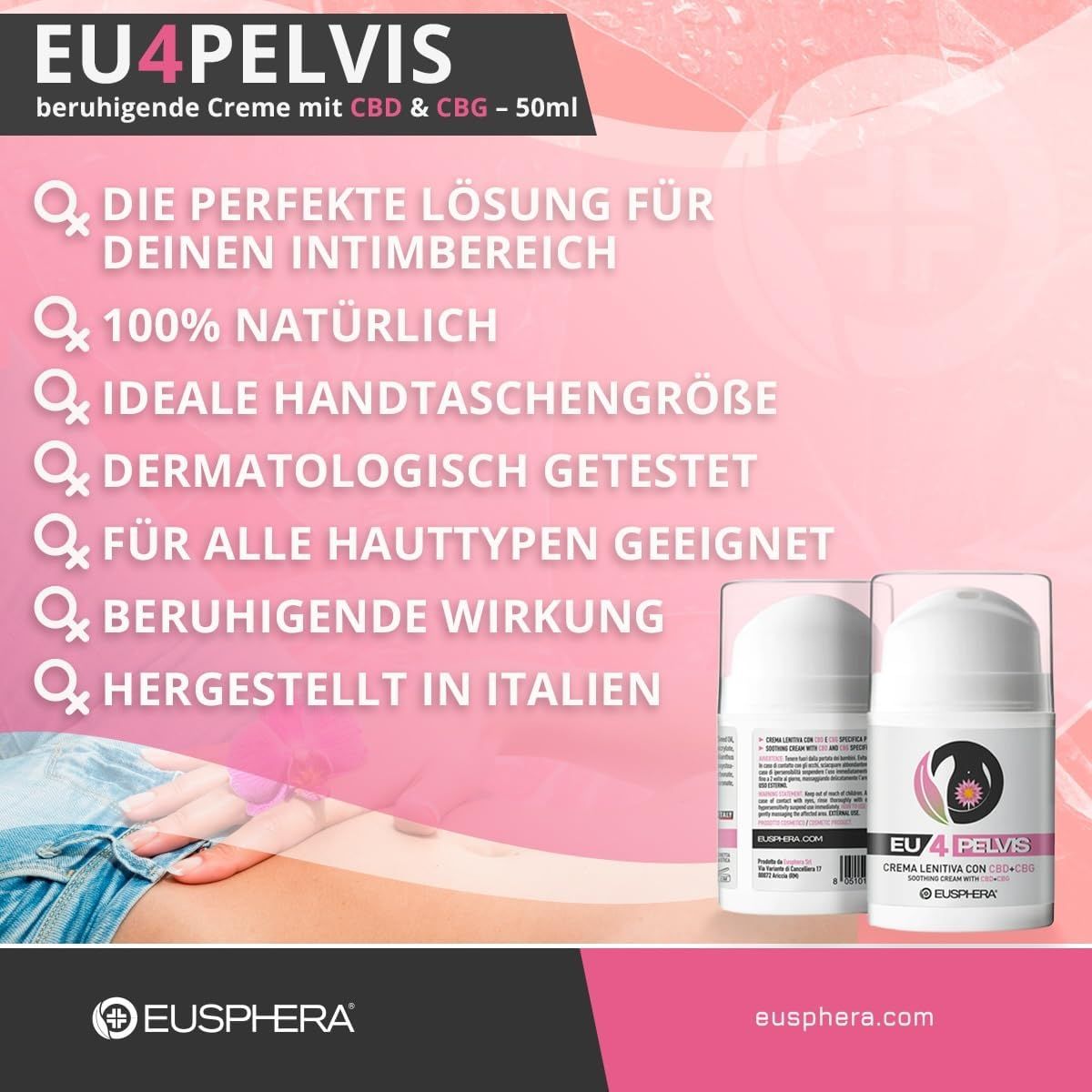 Beruhigende CBD-Creme für den Beckenboden - Eusphera EU4PELVIS