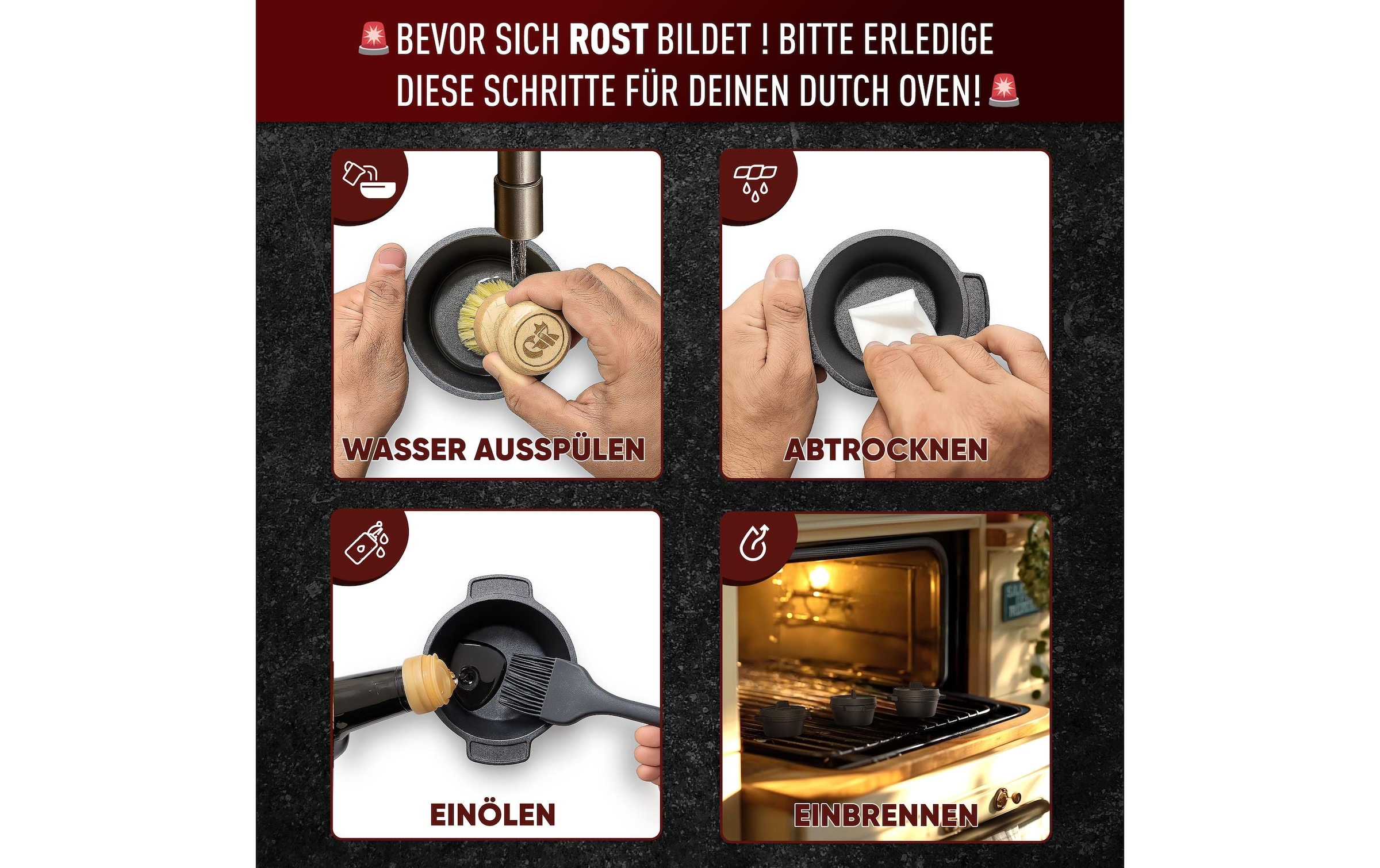 Grilltopf »Gusskoenig Mini Dutch Set 6 Töpfe, Rezeptbuch« Gusseisen