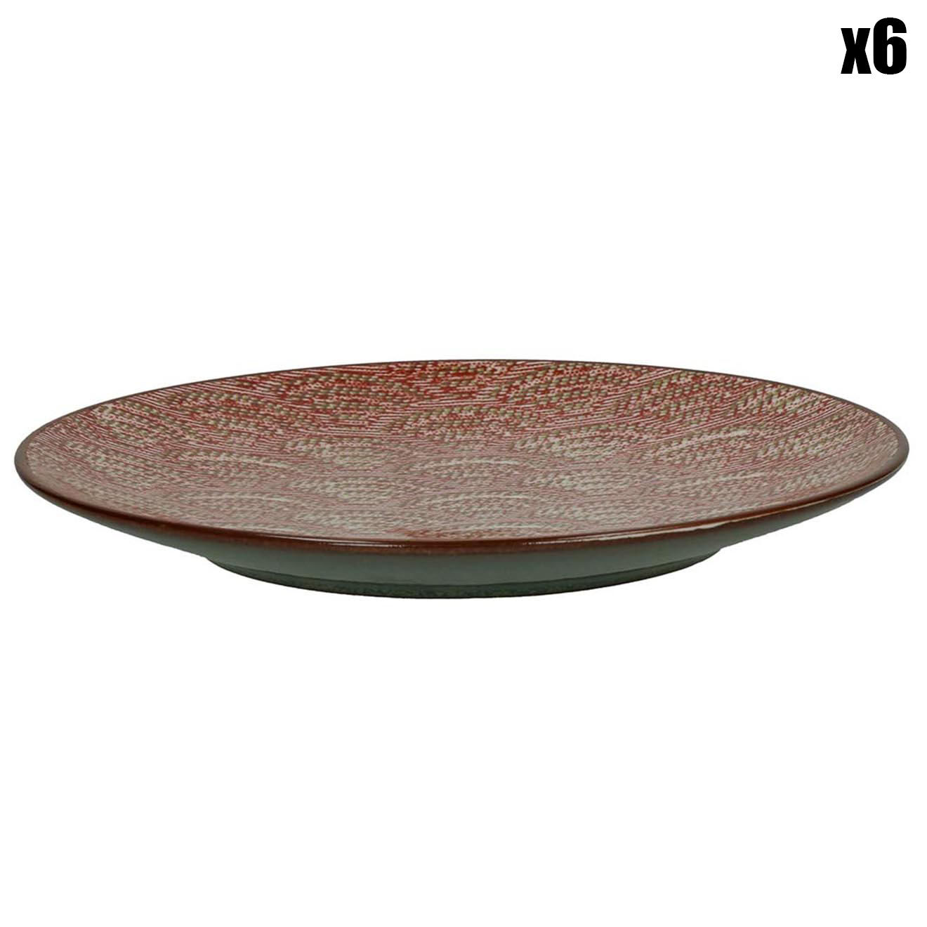 Pomax 6 Assiettes à dessert en Porcelaine Lili marron - D.22 cm
