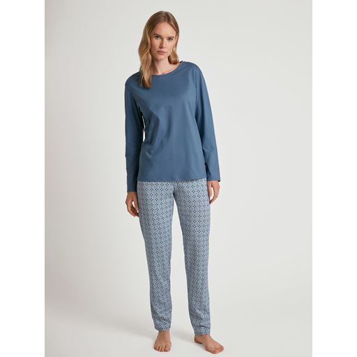 Calida Ornament Dreams Pyjamassæt, Blue Cotton, L