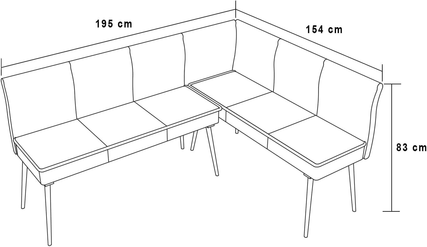 HTI living Eckbank 195 x 154 cm Mesilla kurzer Schenkel rechts Sitzbank Polsterbank Gelb