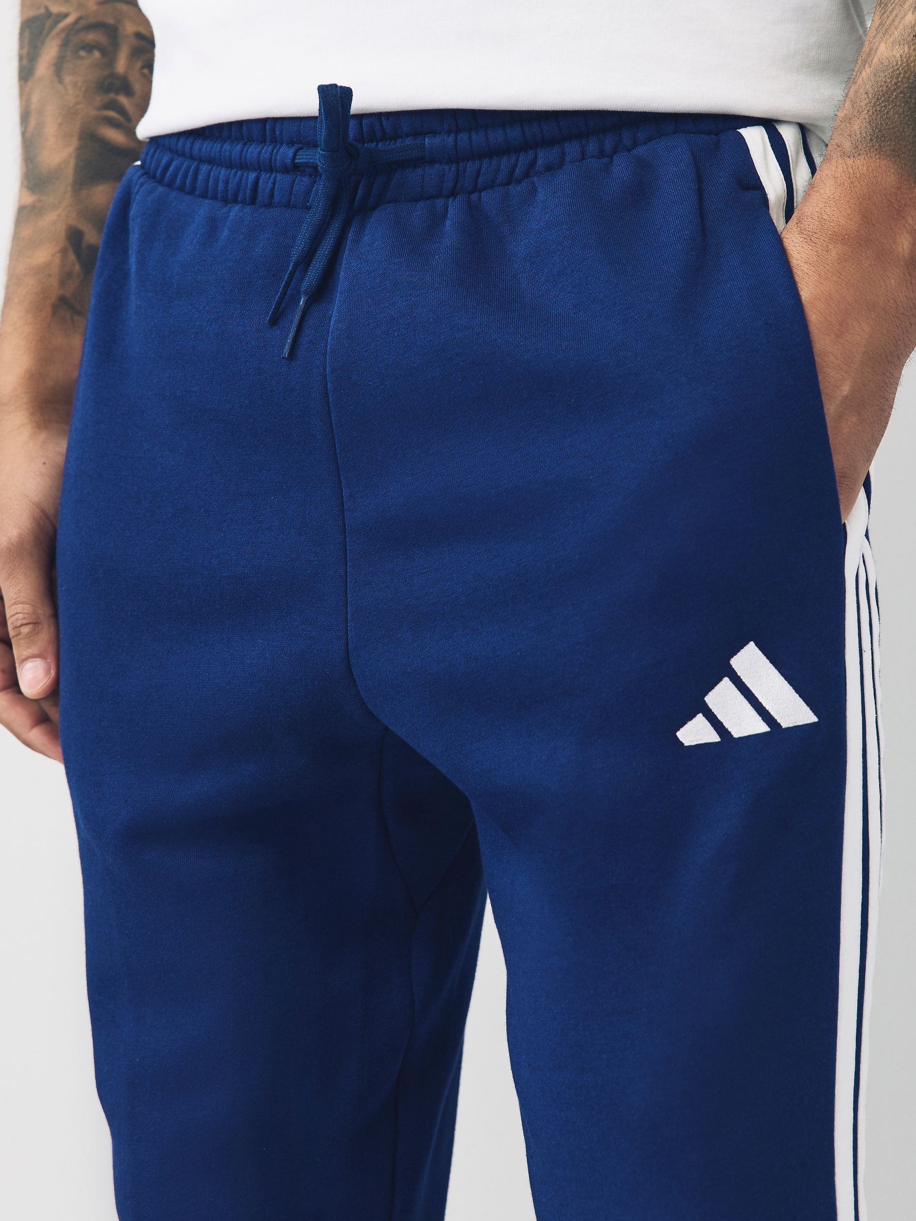 Blauw - adidas Essentials fleece joggingbroek met 3 strepen