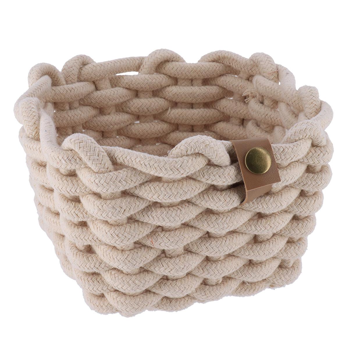 PANIER RECTANGLE FACON CORDE 17X17X13CM BEIGE