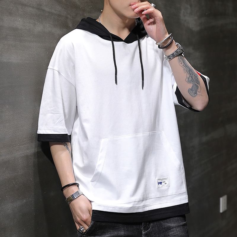 Lefitt - T-shirt met korte mouwen en capuchon, tweedelig