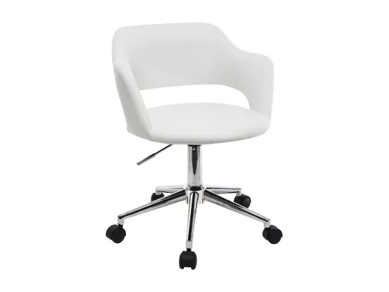 Chaise de bureau à roulettes design blanc et acier chromé JESSY