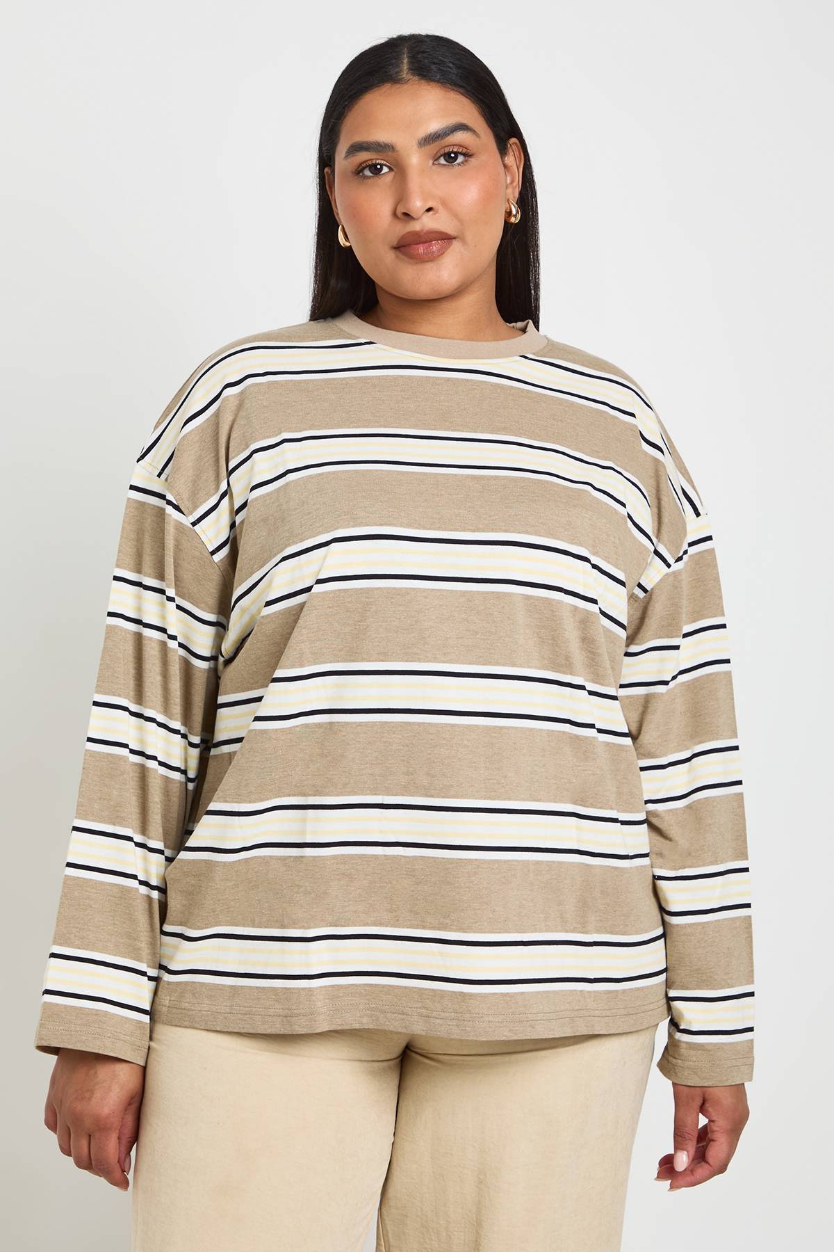 boohoo Haut À Manches Longues Oversize À Rayures Plus