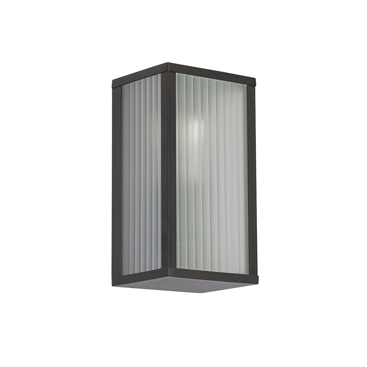 Buiten wandlamp zwart met ribbel glas IP44 - Charlois