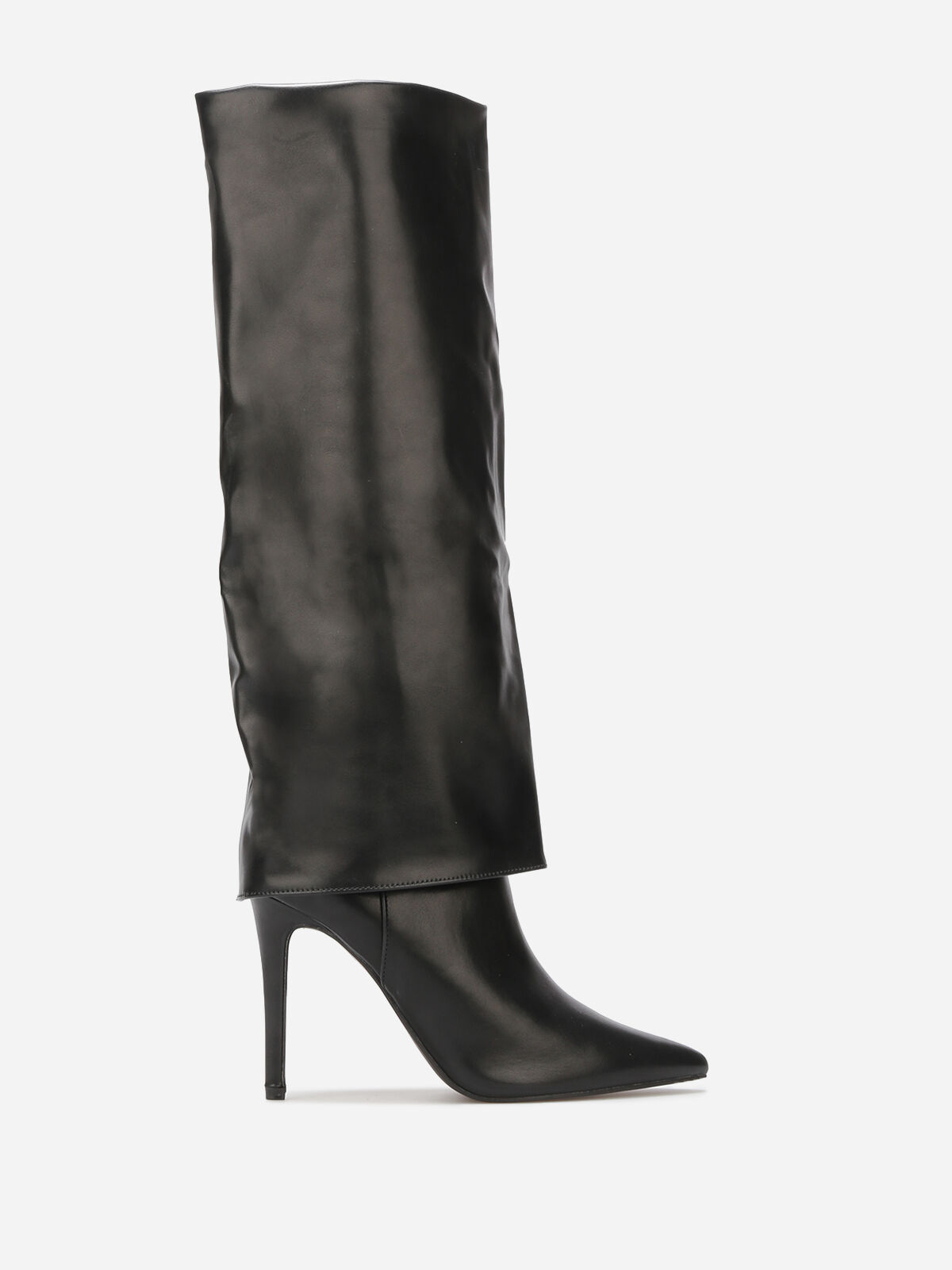 Bottes à rabats avec talon aiguille- Noir