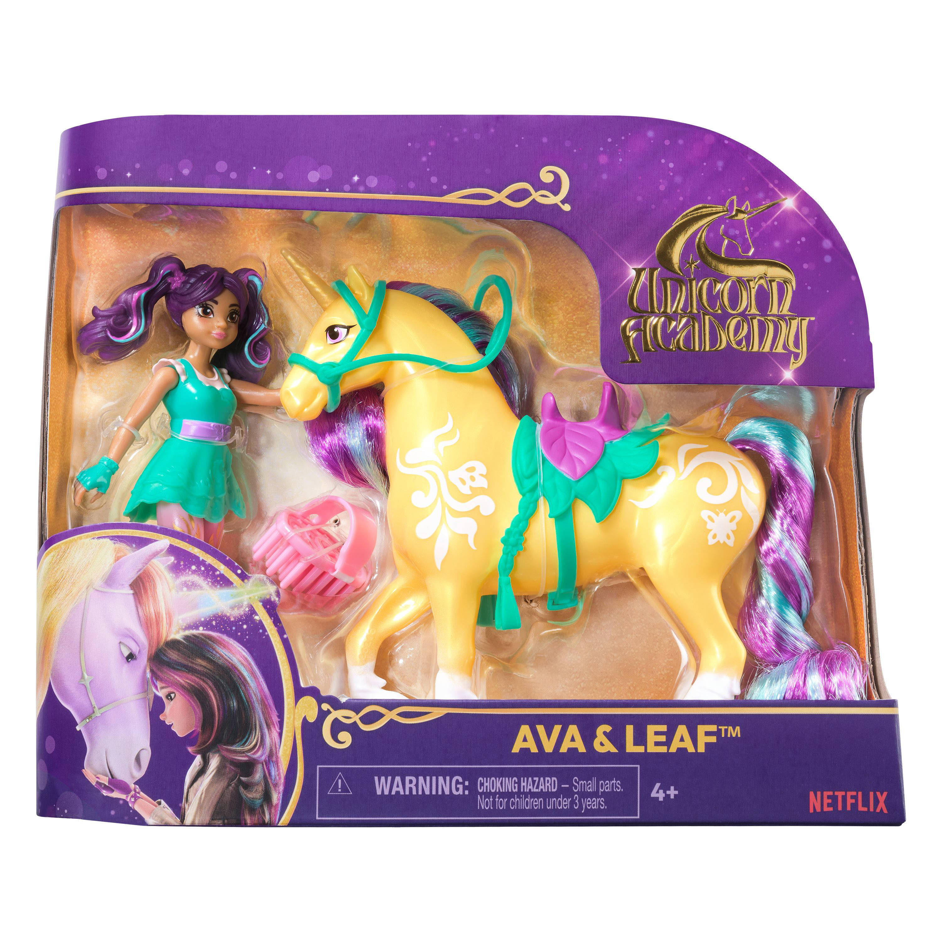 Unicorn Academy Unicorn Academy - Ava & Leaf met 2 rijaccessoires en borstel - Speelfigurenset