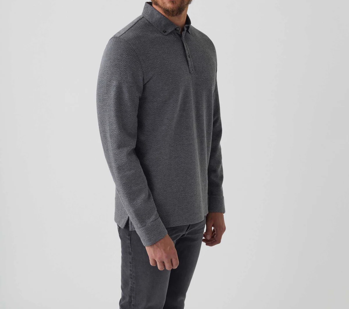Polo manches longues gris 
