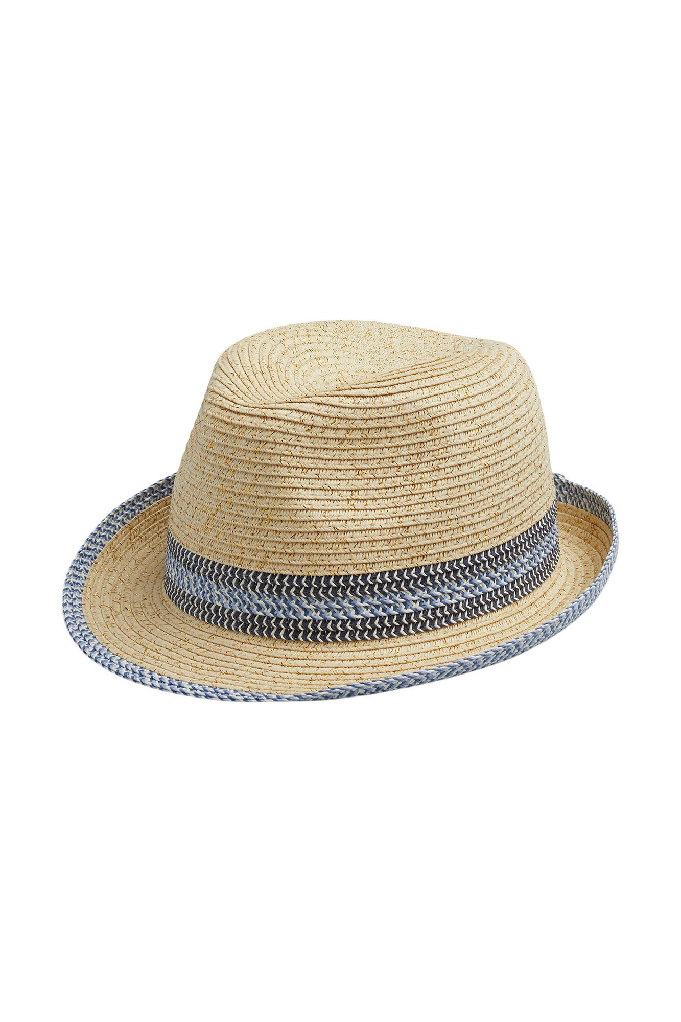 Chapéu Trilby com faixa de papel contrastante - Estampa bege