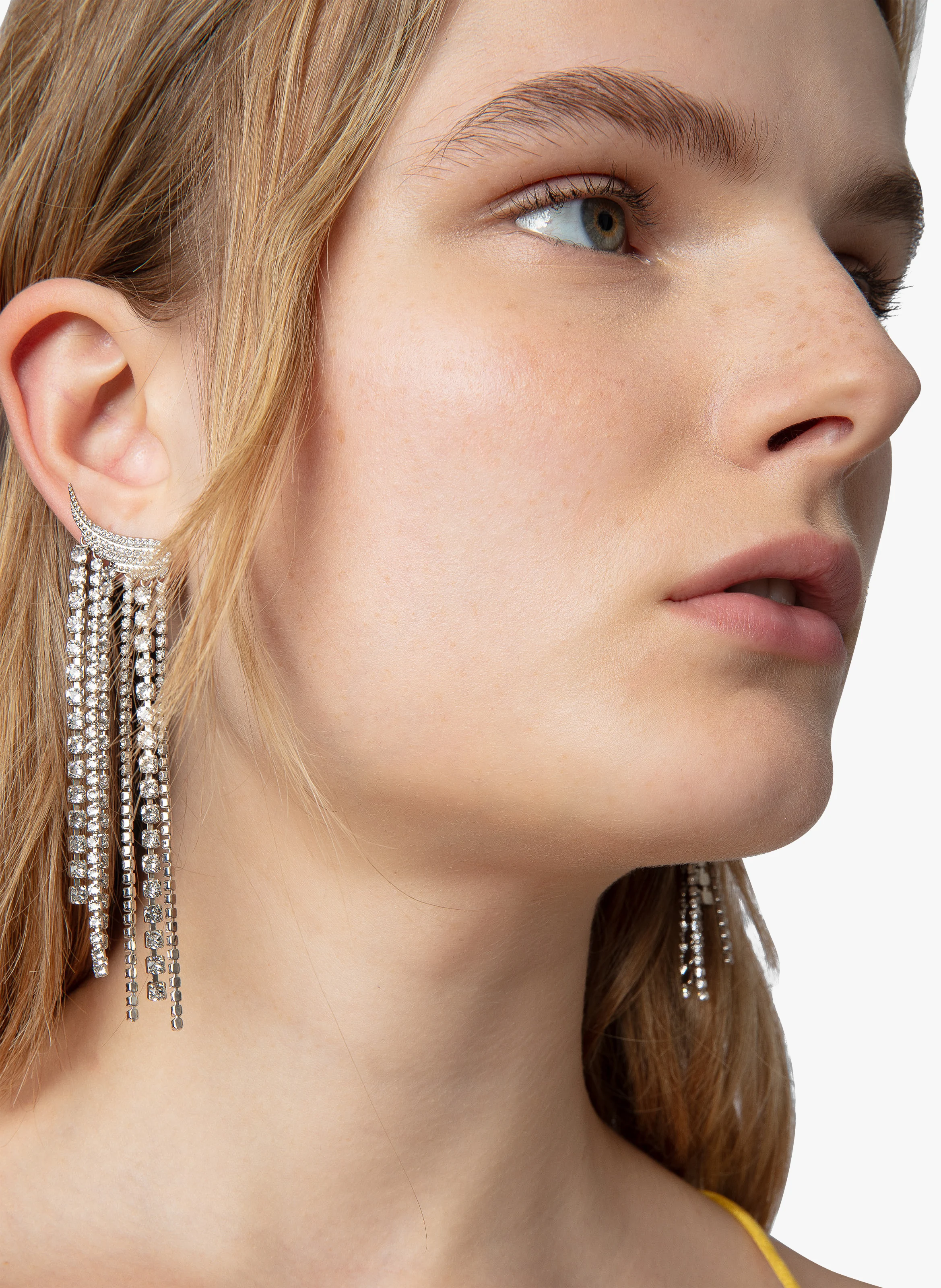 ROCK - Boucles d'oreilles pendantes à strass | Gris