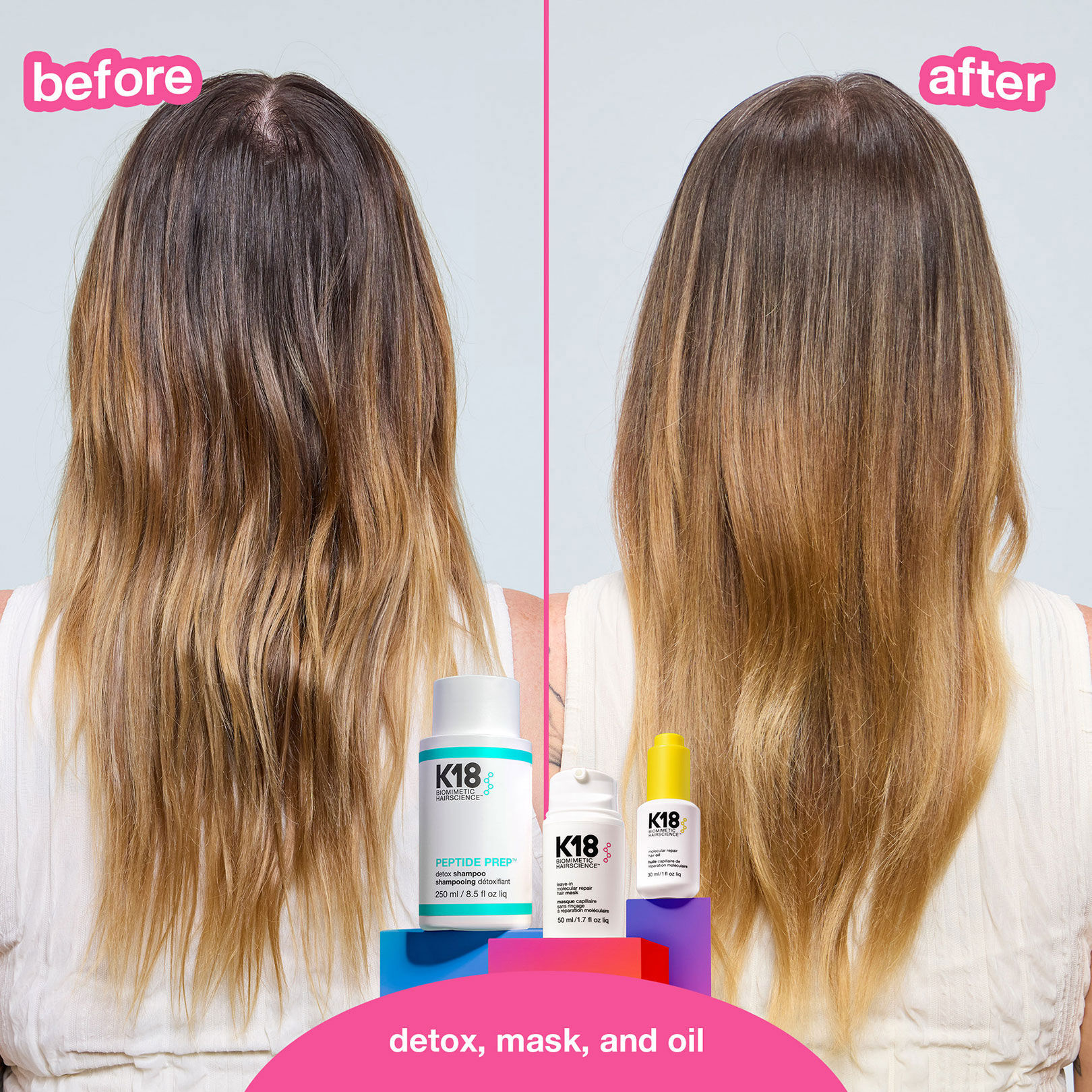 Routine cheveux détoxifiés + réparés