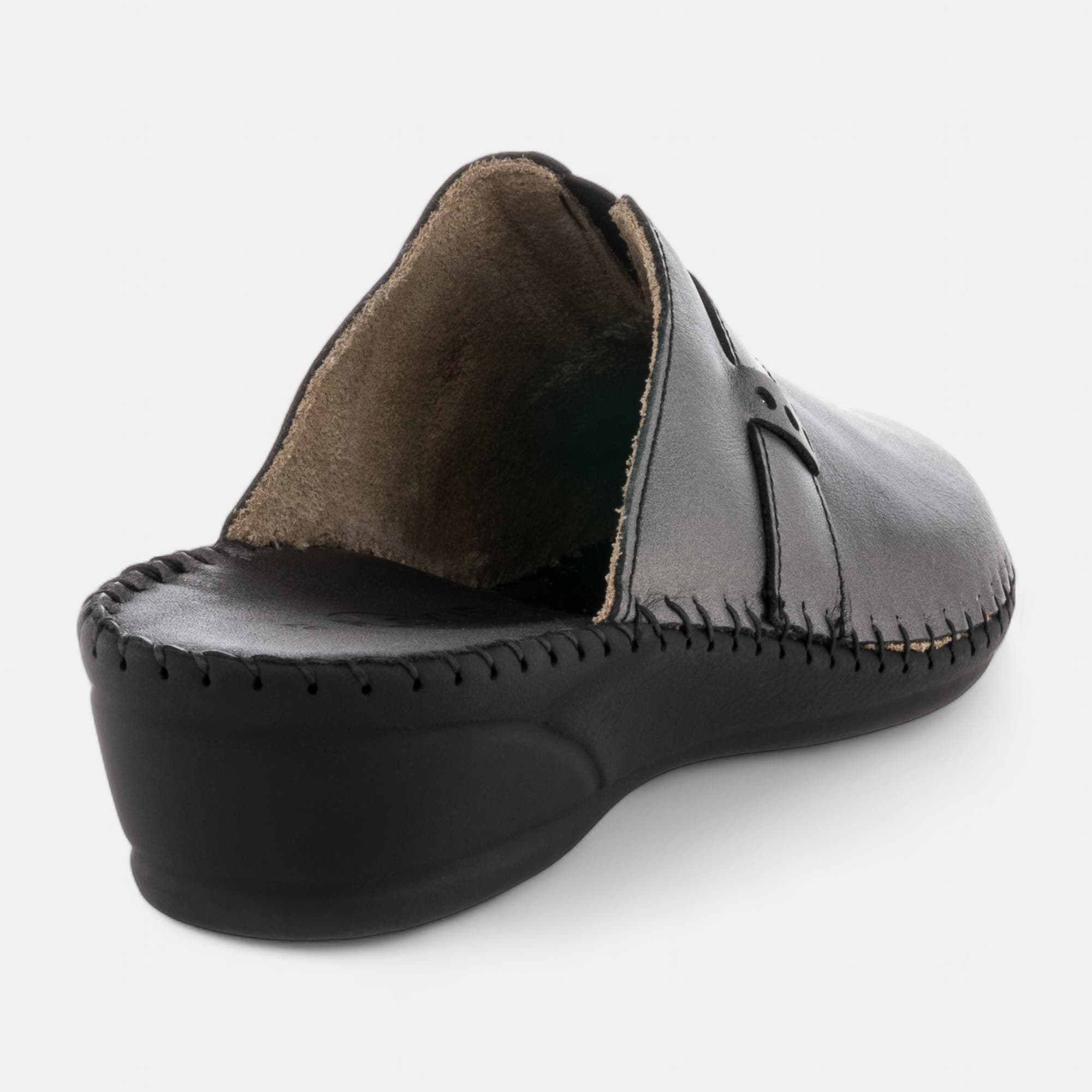 Pantoufles mules Femme en cuir gris