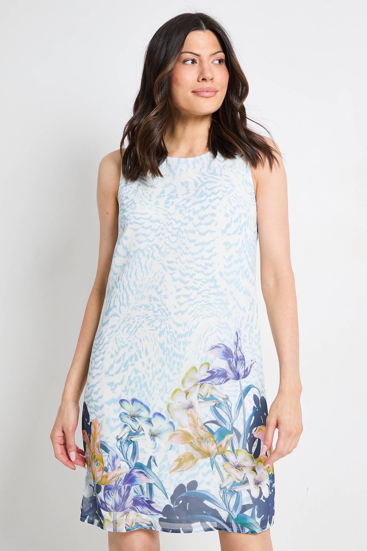 Wallis Robe Droite En Mousseline À Motifs Floraux Sans Manches