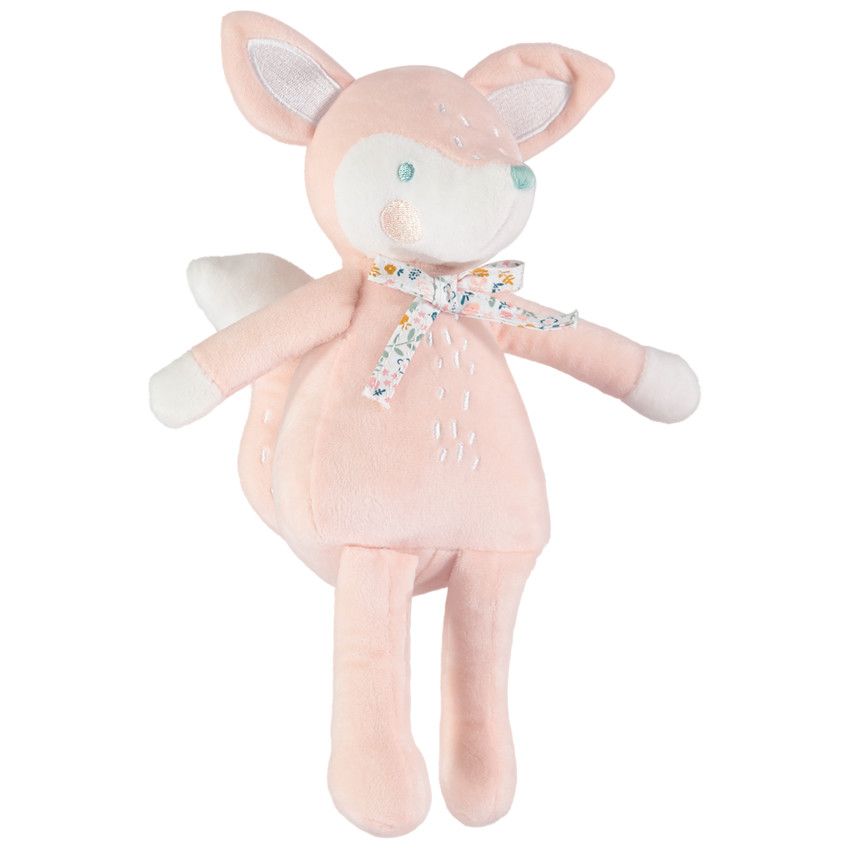 Peluche musicale renard en velours - Rose