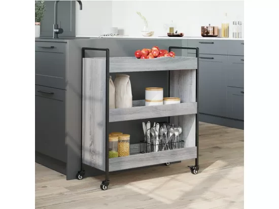 Chariot de cuisine sonoma gris 70x30x82 cm bois d'ingénierie